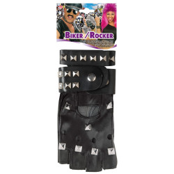 Súprava pre motorkárov/rockerov, čierna s cvočkami